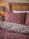 Catherine Lansfield mulberry red floral leaf duvet cover set - British product