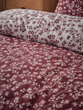 Catherine Lansfield mulberry red floral leaf duvet cover set - British product