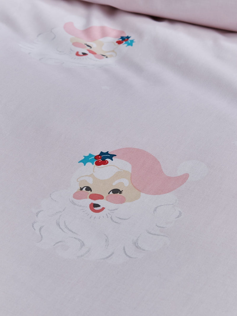 Catherine Lansfield pink vintage Christmas Santa reversible duvet cover set - British product