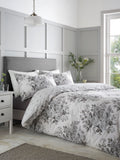 Catherine Lansfield silver grey elinda floral reversible duvet cover set - British product