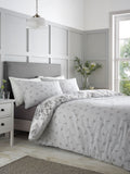 Catherine Lansfield silver grey elinda floral reversible duvet cover set - British product