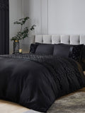Catherine Lansfield black lattice cut velvet duvet cover and pillowcase set - British product