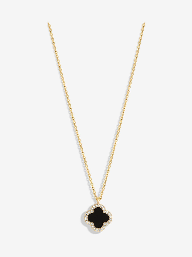 Jon Richard black tone jet clover pendant necklace, UK version