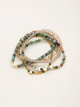 FatFace Green Stretch Stack Bracelet 18cm