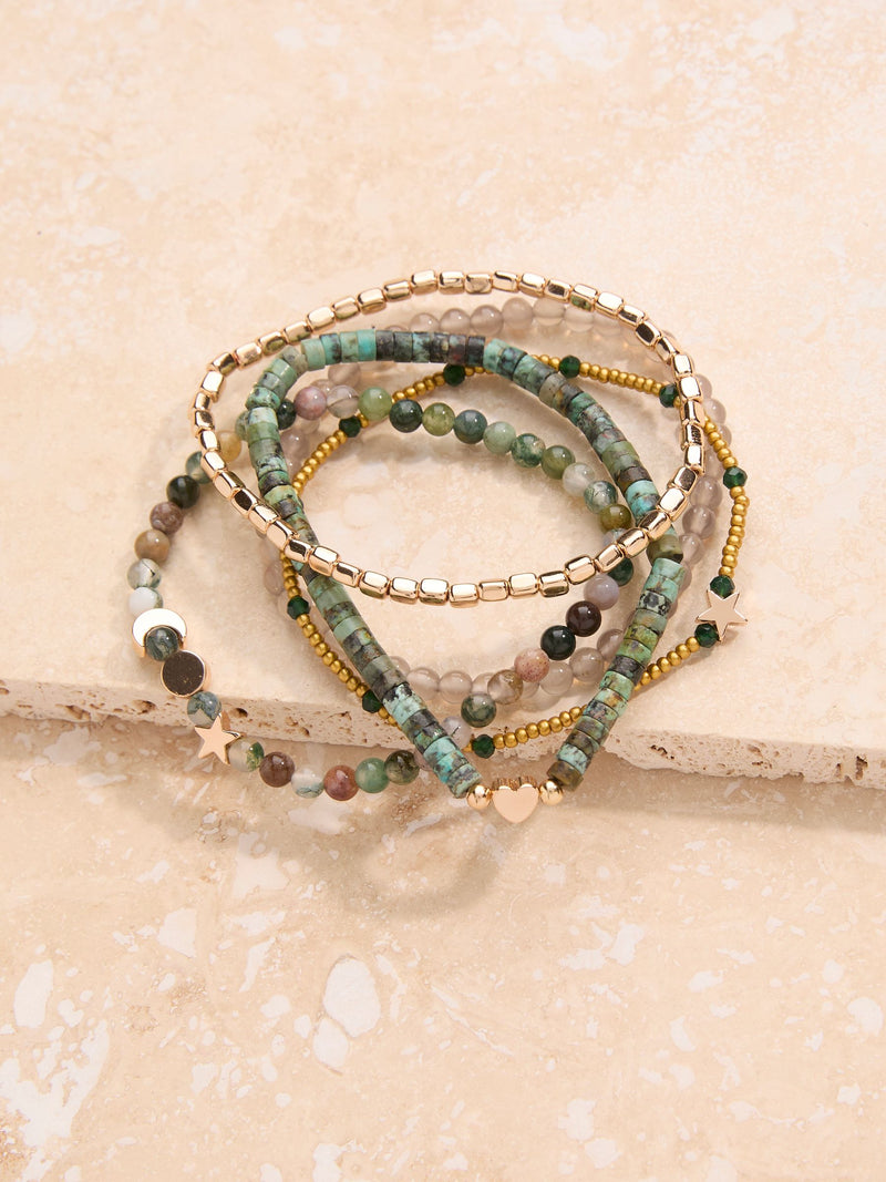 FatFace green stretch stack bracelet 18cm - British product