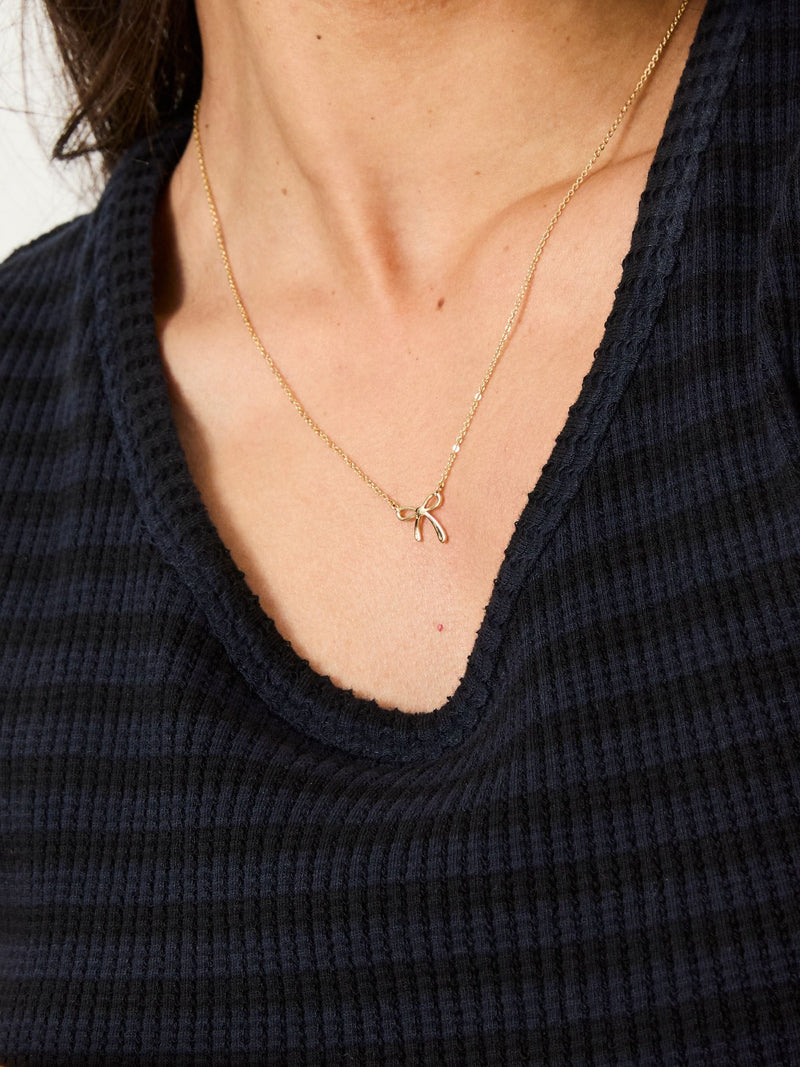 FatFace gold tone bow pendant necklace 23cm - British product