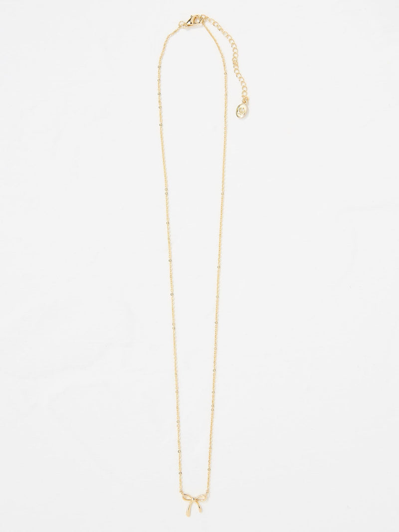 FatFace gold tone bow pendant necklace 23cm - British product