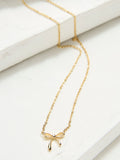 FatFace gold tone bow pendant necklace 23cm - British product