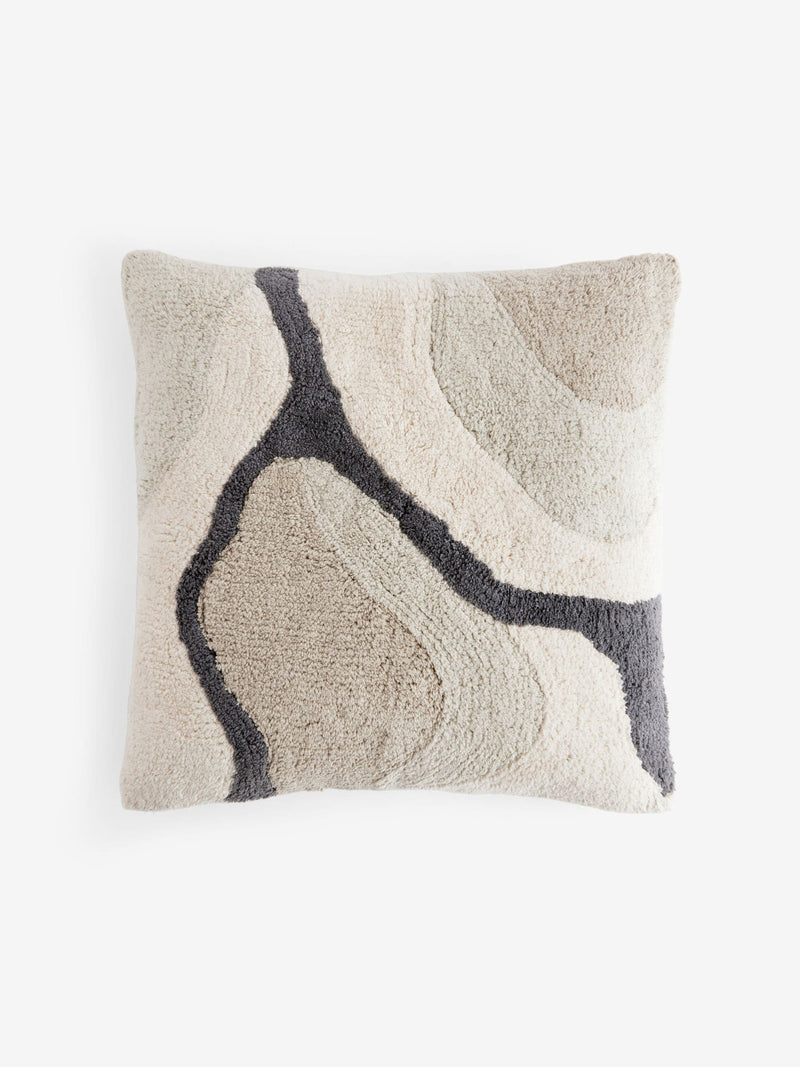 Black white abstract berber river cushion 50x50cm, UK version
