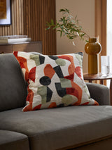 Next Orange Cut Velvet Collage Cushion, 59 x 59cm- Buy online at McGrocer