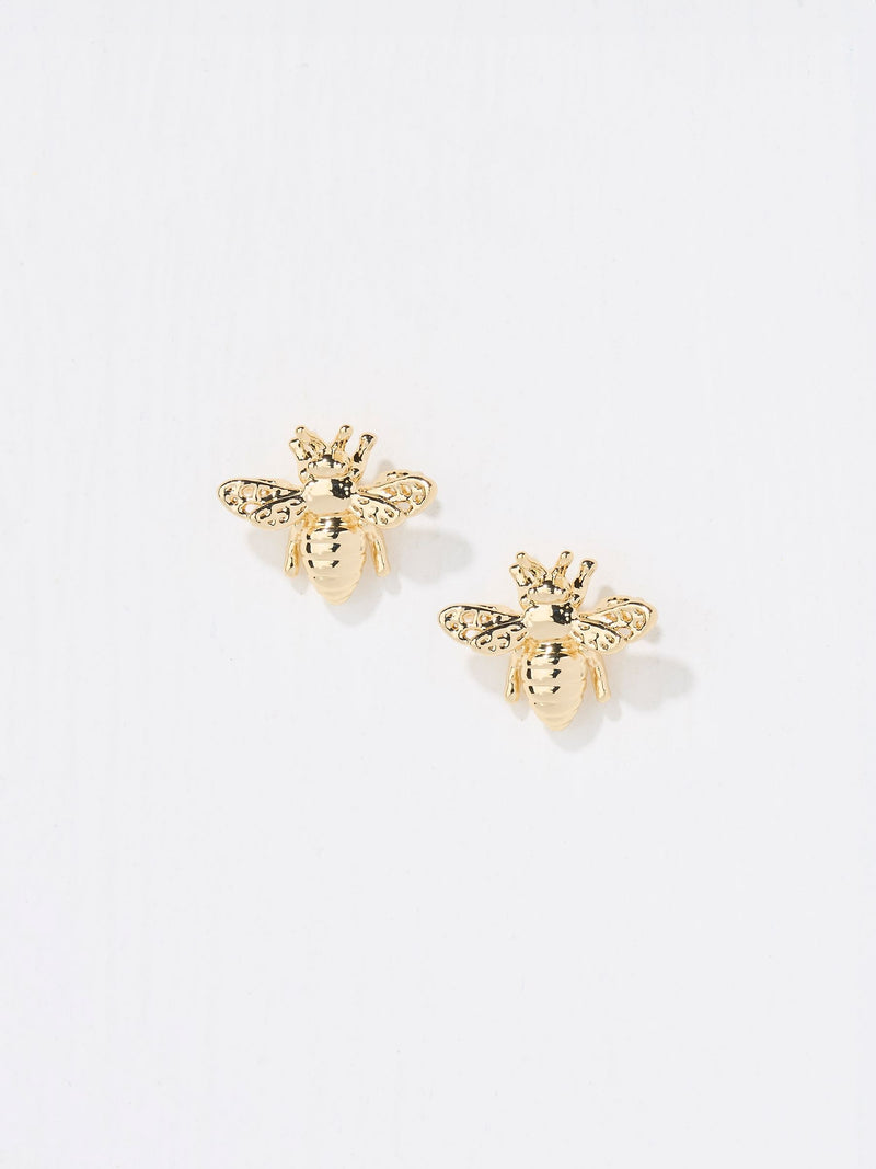 FatFace gold tone bee stud earrings 1cm - British product