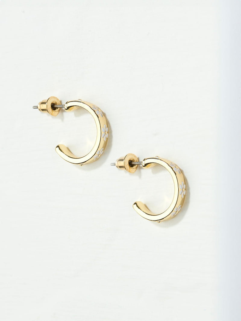 FatFace white enamel daisy stud earrings 1.5cm width - British product