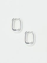 Next FatFace Silver Tone Oval Huggie Hoop Earrings- Buy online at McGrocer