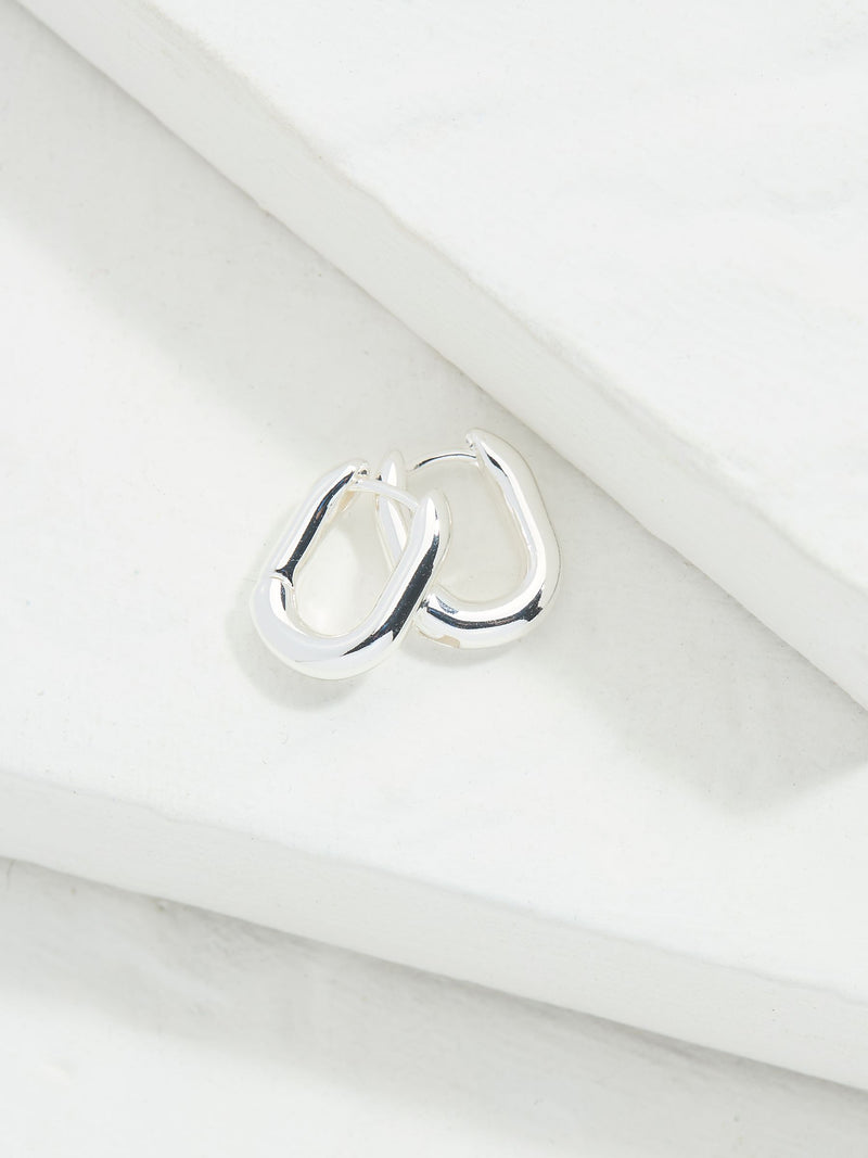 FatFace silver tone oval huggie hoop earrings - British product