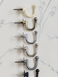 Laura Ashley brass ball end curtain hooks pair, imported from the UK