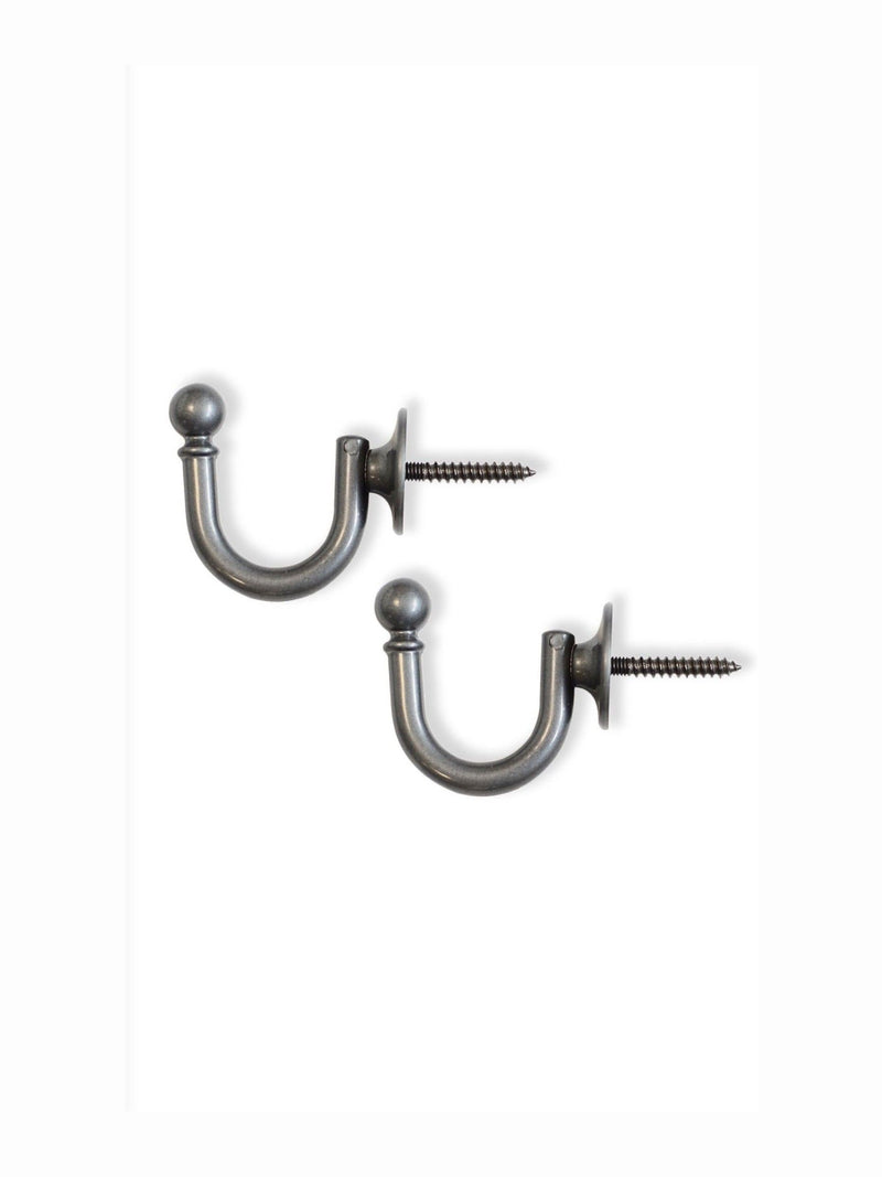 Laura Ashley brass ball end curtain hooks pair, imported from the UK