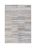 The Rug Edit grey Ritz Grid rug 100% polyester, imported from the UK