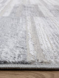 The Rug Edit grey Ritz Grid rug 100% polyester, imported from the UK