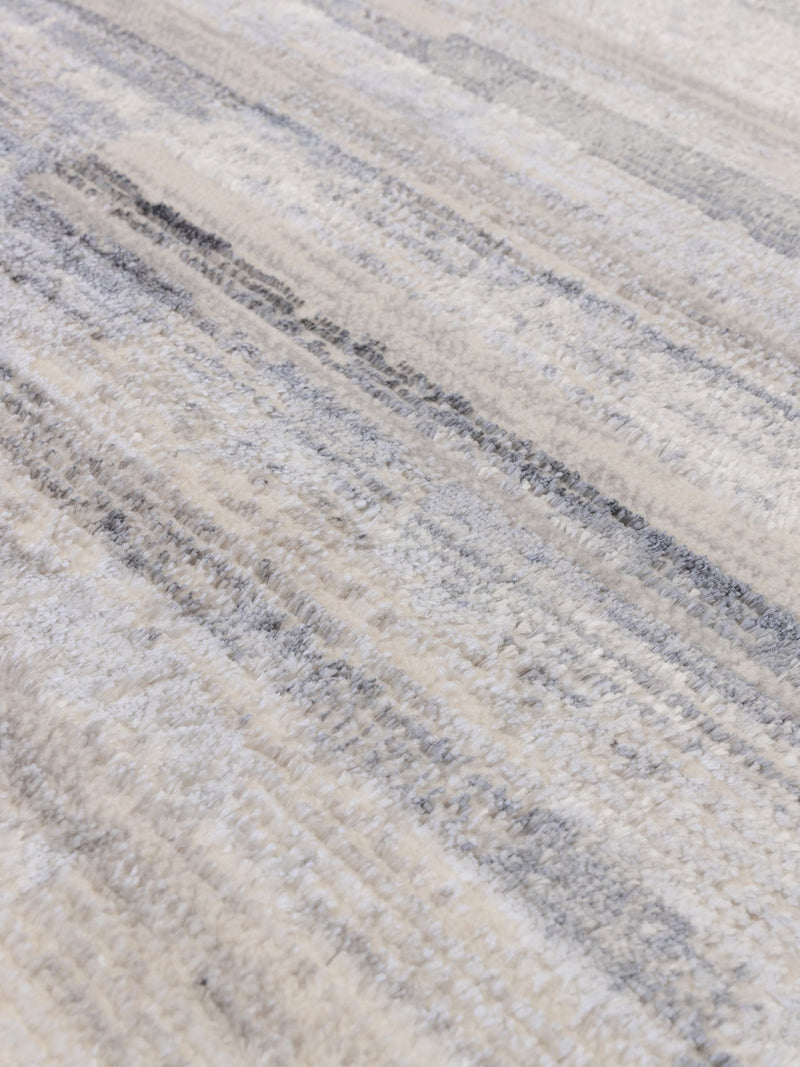 The Rug Edit grey Ritz Grid rug 100% polyester, imported from the UK