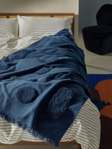 Next MADE.COM Navy Emil Abstract Tufted Throw 180cm x 130cm- Buy online at McGrocer