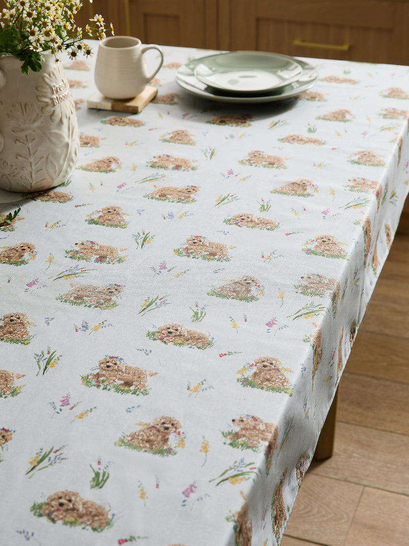 Sage Green Charlie The Cockapoo Wipe Clean Table Cloth