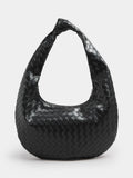 Yours Curve black woven shoulder bag with knot detail, imported from the UK