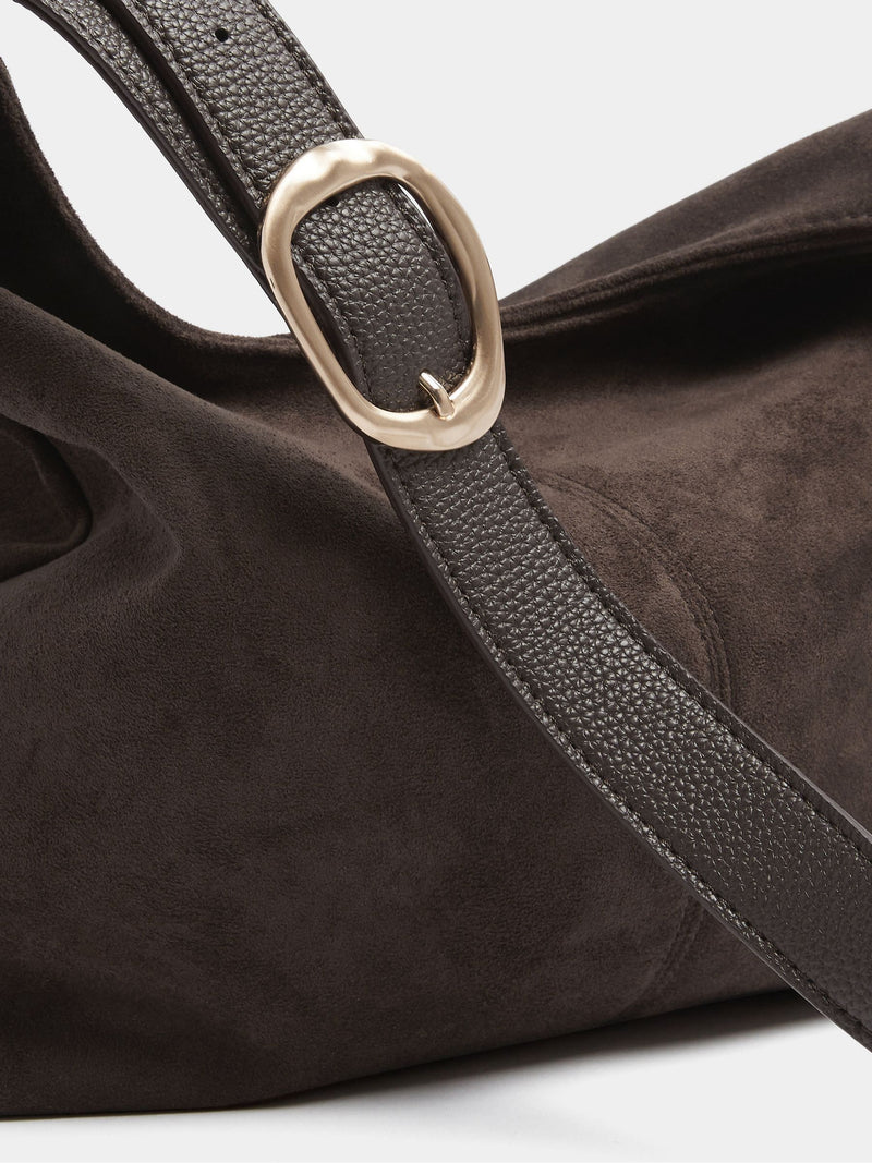 Yours Curve brown faux suede shoulder bag - British product