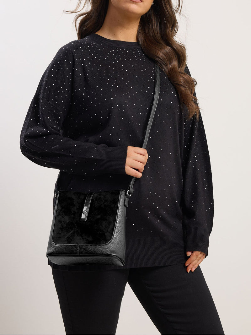 Yours cross-body bag black faux suede (British brand)
