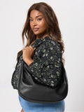 Yours Curve slouched studded faux leather shoulder bag (British brand)