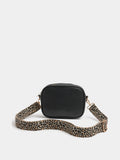 Yours Curve shoulder bag black faux leather leopard strap, imported from the UK