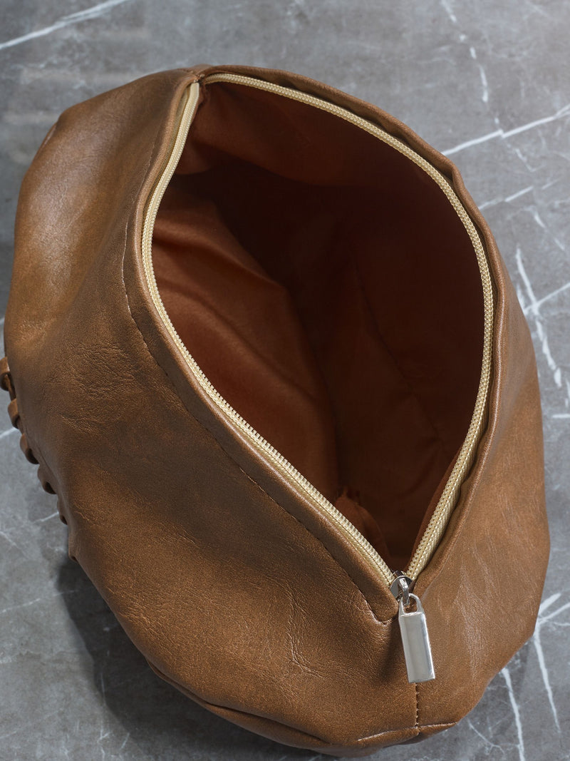 Personalised rugby-shaped washbag in vintage tan, UK version