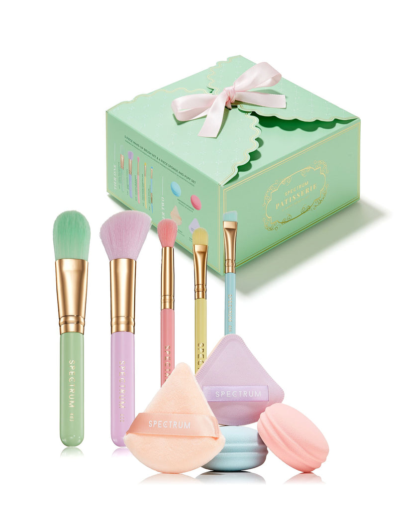 Spectrum Collections Patisserie makeup brush and sponge gift set (British brand)