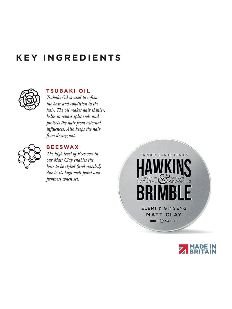 Hawkins & Brimble Matt Clay Pomade 100ml, UK version