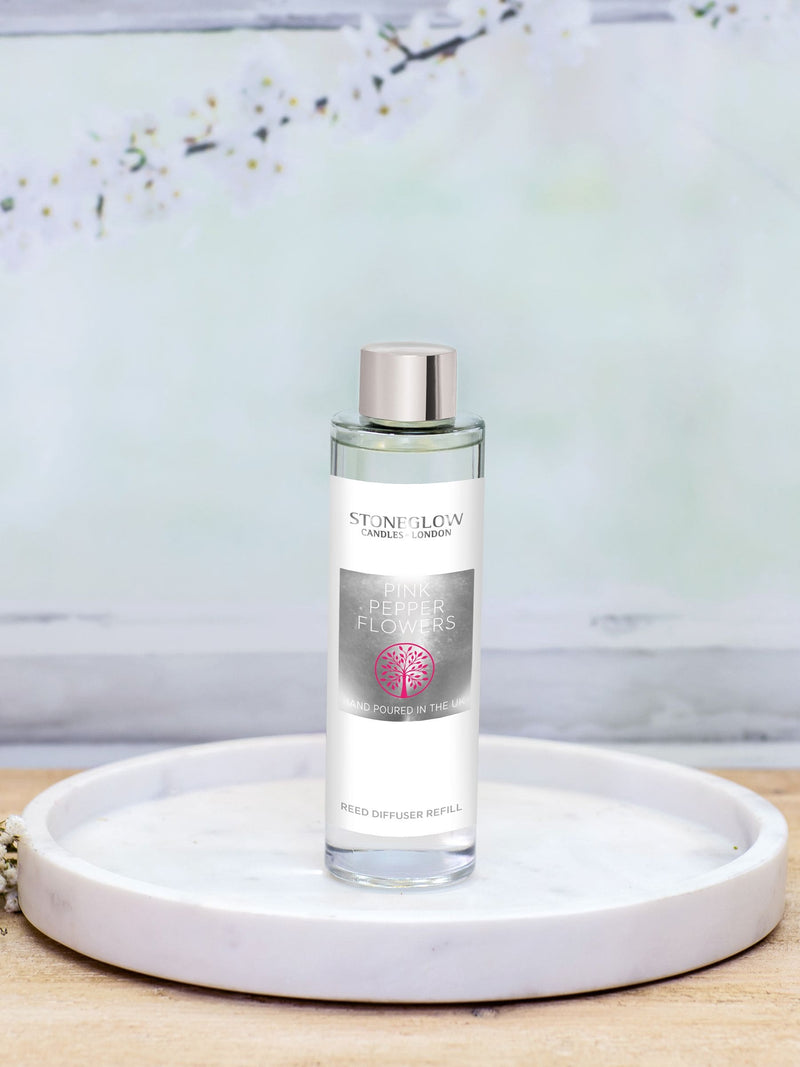 Stoneglow Pink Pepper Flowers reed diffuser refill 210ml (British brand)