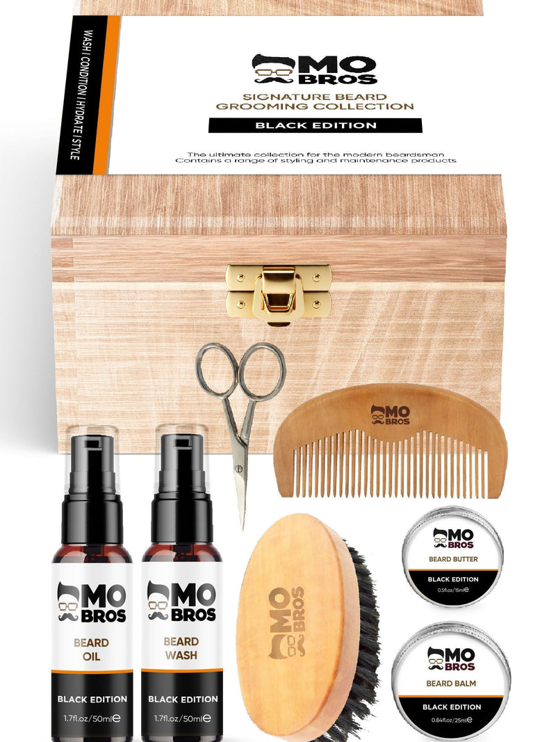 Mo Bros Wooden Signature Beard Grooming Gift Set, imported from the UK