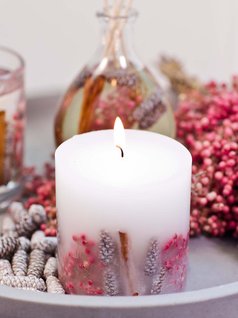 Stoneglow goji berry and rose pillar scented candle (British brand)