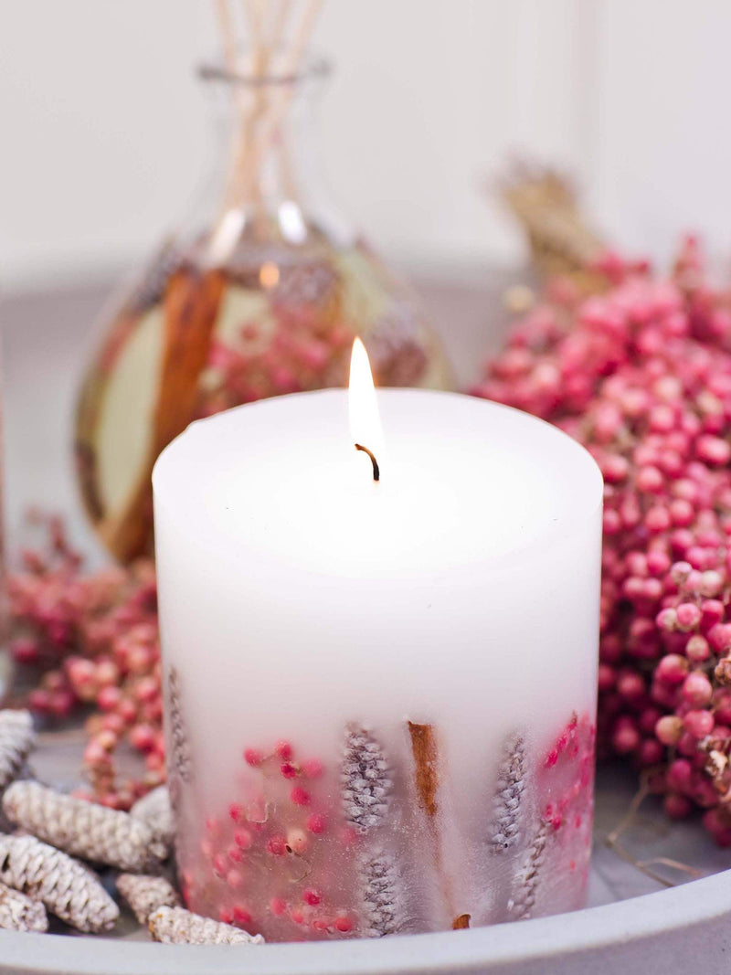 Stoneglow goji berry and rose pillar scented candle (British brand)