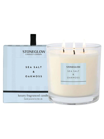 Next Stoneglow Sea Salt & Oakmoss 3 Wick Scented Candle- Buy online at McGrocer