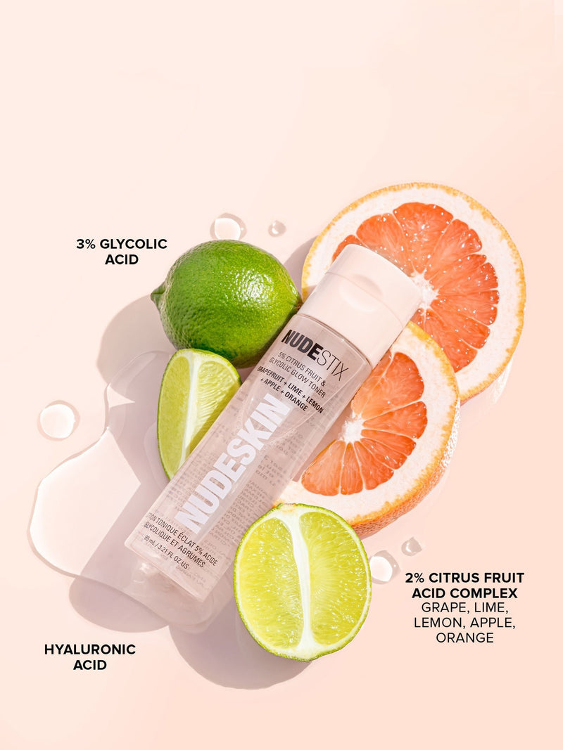NUDESTIX Nudeskin Citrus Fruit Glycolic Glow Toner 95ml, imported from the UK