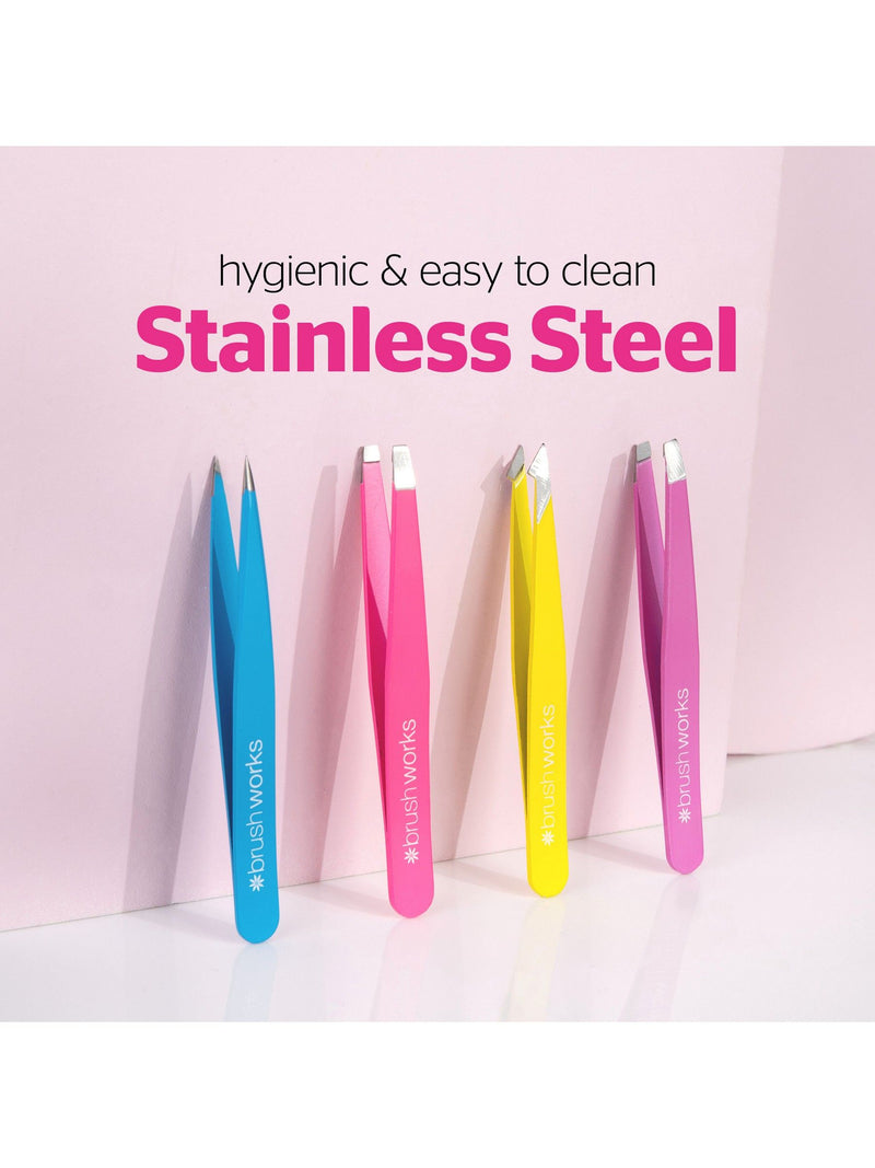 Brush Works HD 4 Piece Combination Tweezer Set neon - British product