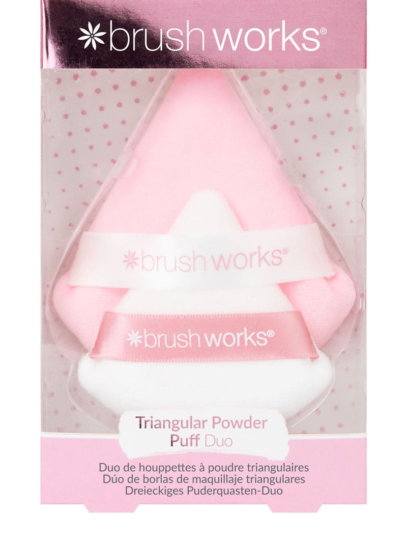 Brushworks triangular powder puff duo in regular and mini sizes, UK version
