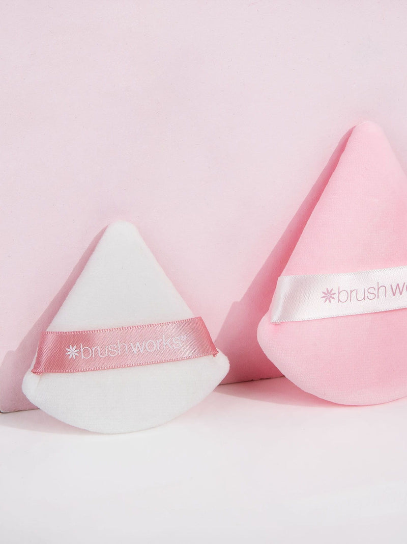 Brushworks triangular powder puff duo in regular and mini sizes, UK version
