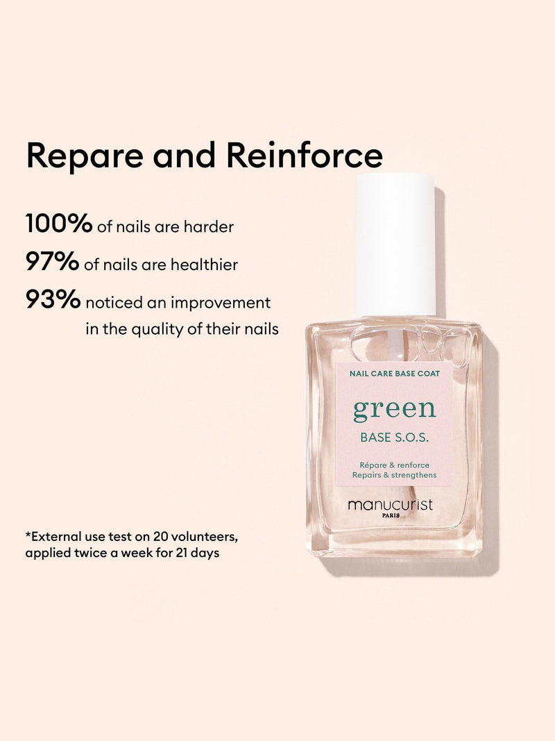 Manucurist S.O.S Strengthening Nail Polish Nude Base Coat, imported from the UK