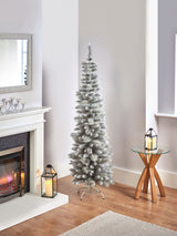 Next Premier Decorations Ltd Green Snowy 6.5ft Silver Tipped Slim Pine Christmas Tree- Buy online at McGrocer