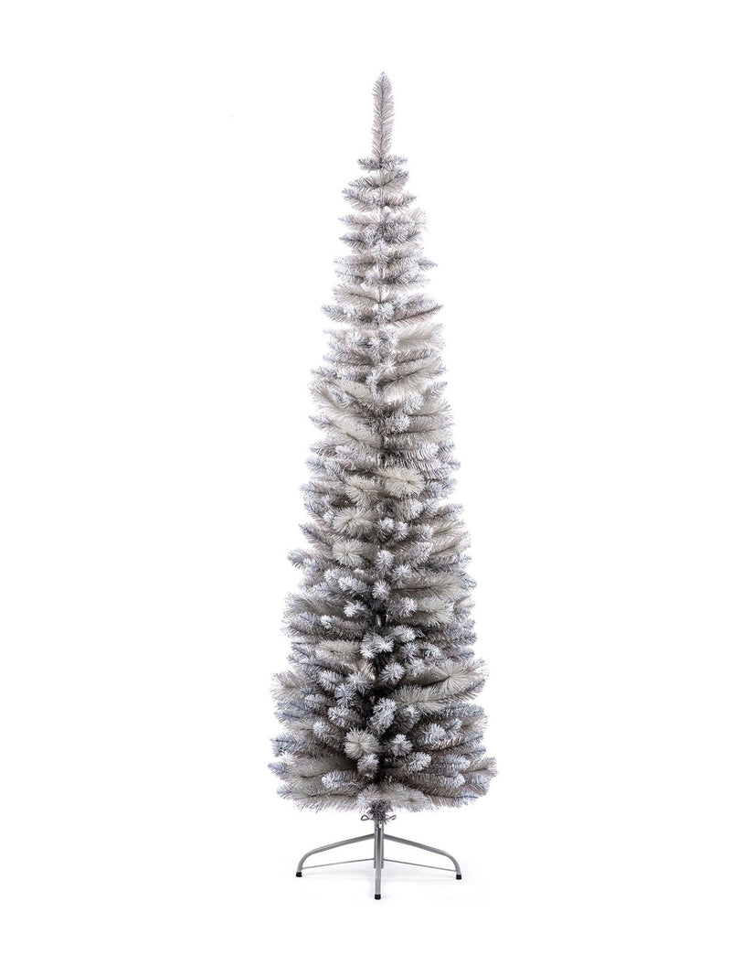 Premier Decorations green silver tipped slim Christmas tree 6.5ft, UK version