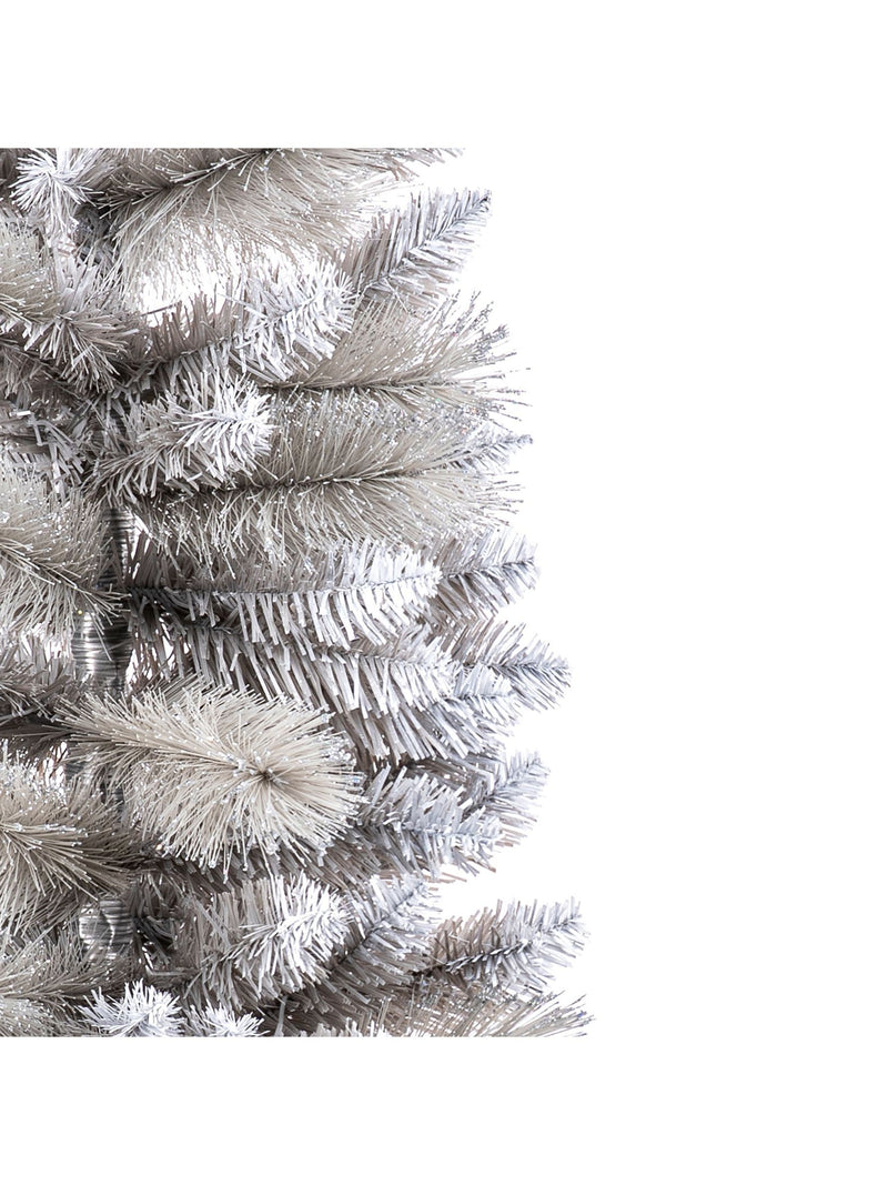 Premier Decorations green silver tipped slim Christmas tree 6.5ft, UK version
