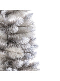 Premier Decorations green silver tipped slim Christmas tree 6.5ft, UK version