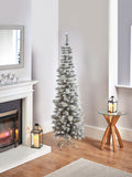 Premier Decorations green silver tipped slim Christmas tree 6.5ft, UK version