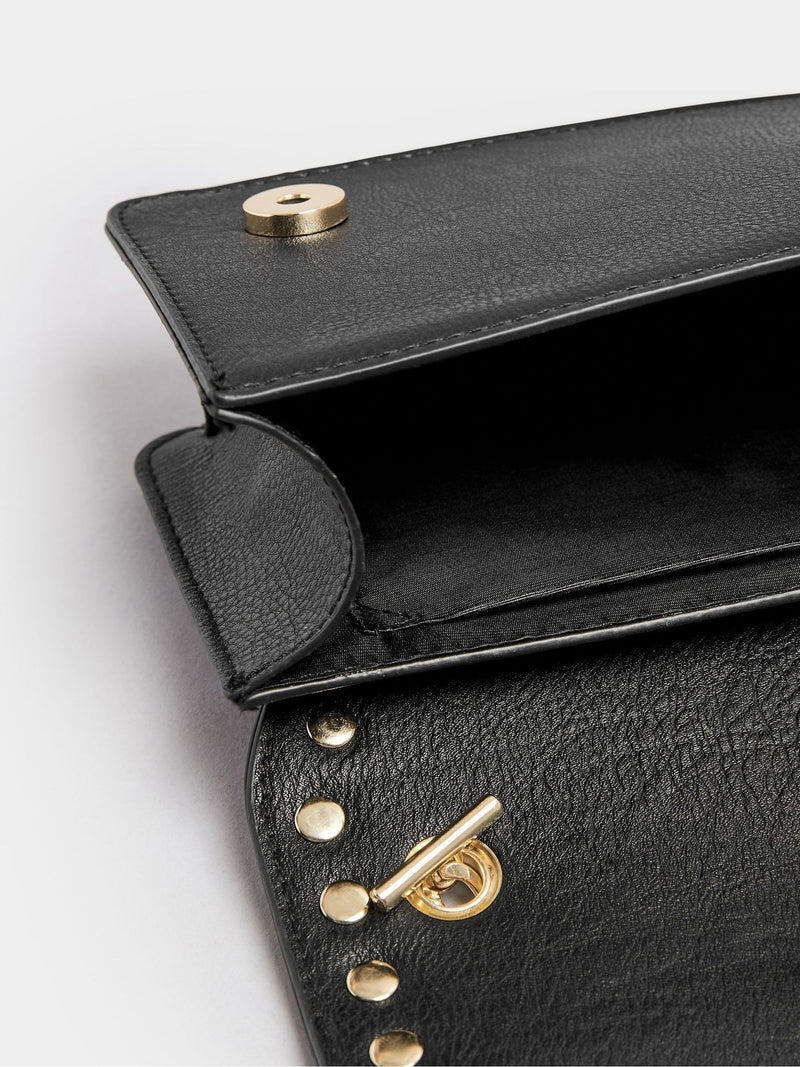 Yours Curve black faux leather stud detail cross body bag - British product