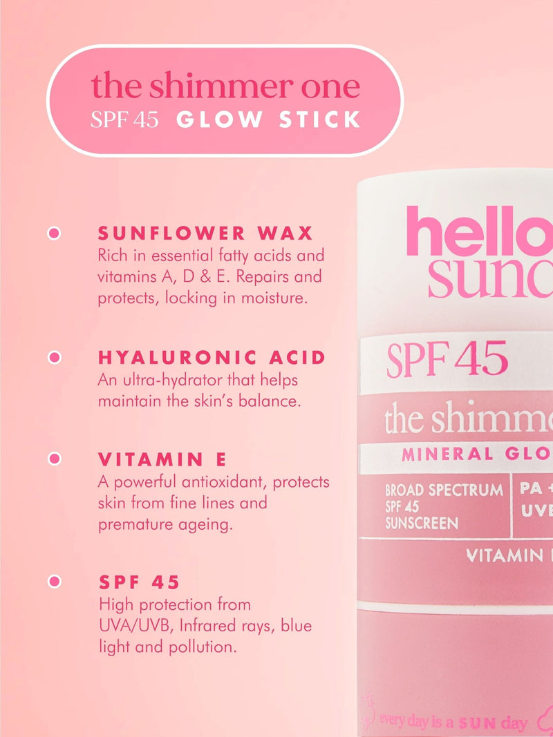 Hello Sunday Shimmer Glow Stick SPF45 20g, UK version